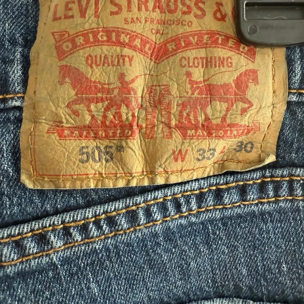 Levi Strauss 505 Mens 33x30 Blue Denim‎ Jeans Regular Fit Straight Leg